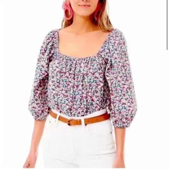 Tuckernuck Pomander Place Square Neck Floral Blouse size small - Picture 1 of 6